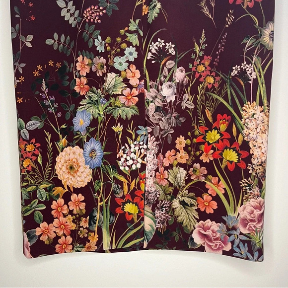 NWT ZARA Burgundy Floral Bouquet Fall Pencil Skirt - Picture 11 of 14